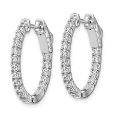 Sterling Shimmer Sterling Silver Rhodium-plated 36 Stone 1.7mm CZ In and Out Oval Hinged Hoop Earrings