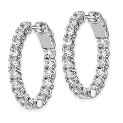 Sterling Shimmer Sterling Silver Rhodium-plated 32 Stone 3.0mm CZ In and Out Oval Hinged Hoop Earrings