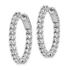 Sterling Shimmer Sterling Silver Rhodium-plated 38 Stone 2.5mm CZ In and Out Oval Hinged Hoop Earrings