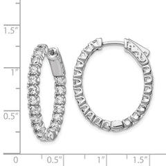 Sterling Shimmer Sterling Silver Rhodium-plated 38 Stone 2.5mm CZ In and Out Oval Hinged Hoop Earrings