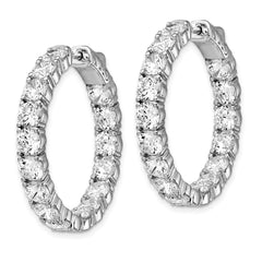 Sterling Shimmer Sterling Silver Rhodium-plated 32 Stone 4.25mm CZ In and Out Round Hinged Hoop Earrings