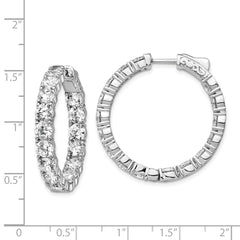 Sterling Shimmer Sterling Silver Rhodium-plated 32 Stone 4.25mm CZ In and Out Round Hinged Hoop Earrings