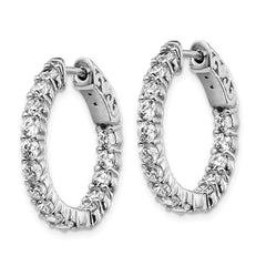 Sterling Shimmer Sterling Silver Rhodium-plated 30 Stone 2.5mm CZ In and Out Round Hinged Hoop Earrings