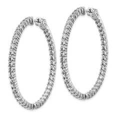 Sterling Shimmer Sterling Silver Rhodium-plated 86 Stone 2.5mm CZ In and Out Round Hinged Hoop Earrings