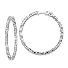 Sterling Shimmer Sterling Silver Rhodium-plated 86 Stone 2.5mm CZ In and Out Round Hinged Hoop Earrings