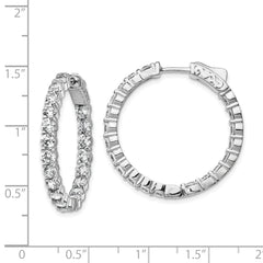 Sterling Shimmer Sterling Silver Rhodium-plated 40 Stone 3.0mm CZ In and Out Round Hinged Hoop Earrings