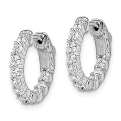 Sterling Shimmer Sterling Silver Rhodium-plated 20 Stone 2.3mm CZ In and Out Round Hinged Hoop Earrings