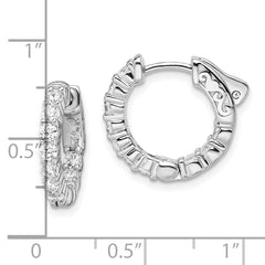 Sterling Shimmer Sterling Silver Rhodium-plated 20 Stone 2.3mm CZ In and Out Round Hinged Hoop Earrings