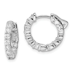 Sterling Shimmer Sterling Silver Rhodium-plated 20 Stone 2.3mm CZ In and Out Round Hinged Hoop Earrings