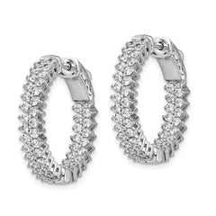 Sterling Shimmer Sterling Silver Rhodium-plated 92 Stone 1.7mm CZ  In and Out Round Hinged Hoop Earrings