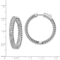 Sterling Shimmer Sterling Silver Rhodium-plated 146 Stone 1.7mm CZ In and Out Round Hinged Hoop Earrings