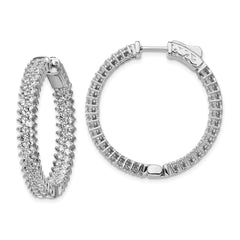 Sterling Shimmer Sterling Silver Rhodium-plated 146 Stone 1.7mm CZ In and Out Round Hinged Hoop Earrings