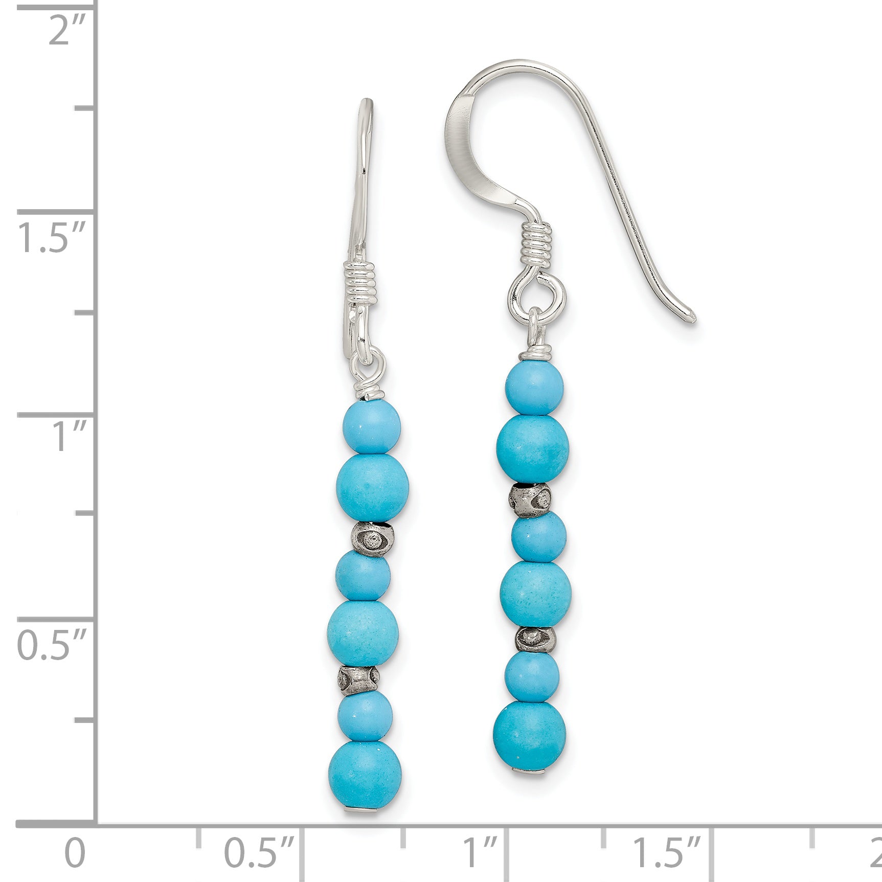 Sterling Silver Polished Dyed Howlite & Recon. Magnesite Dangle Earrings