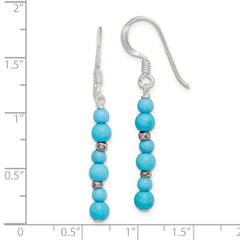 Sterling Silver Polished Dyed Howlite & Recon. Magnesite Dangle Earrings