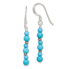 Sterling Silver Polished Dyed Howlite & Recon. Magnesite Dangle Earrings