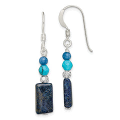 Sterling Silver Crystal/Lapis/Blue Quartz/Recon. Magnesite Dangle Earrings