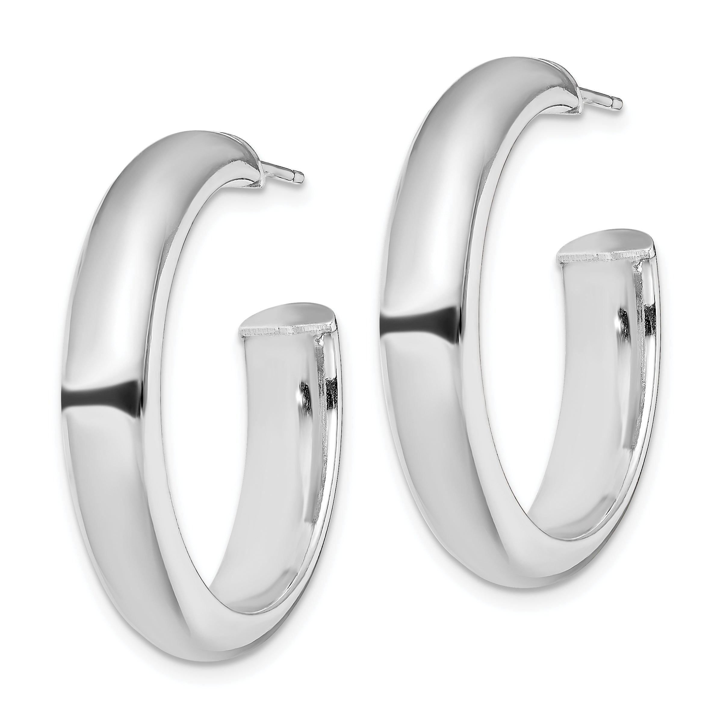 Sterling Silver Rhodium-plated Polished 6mm Post Hoops