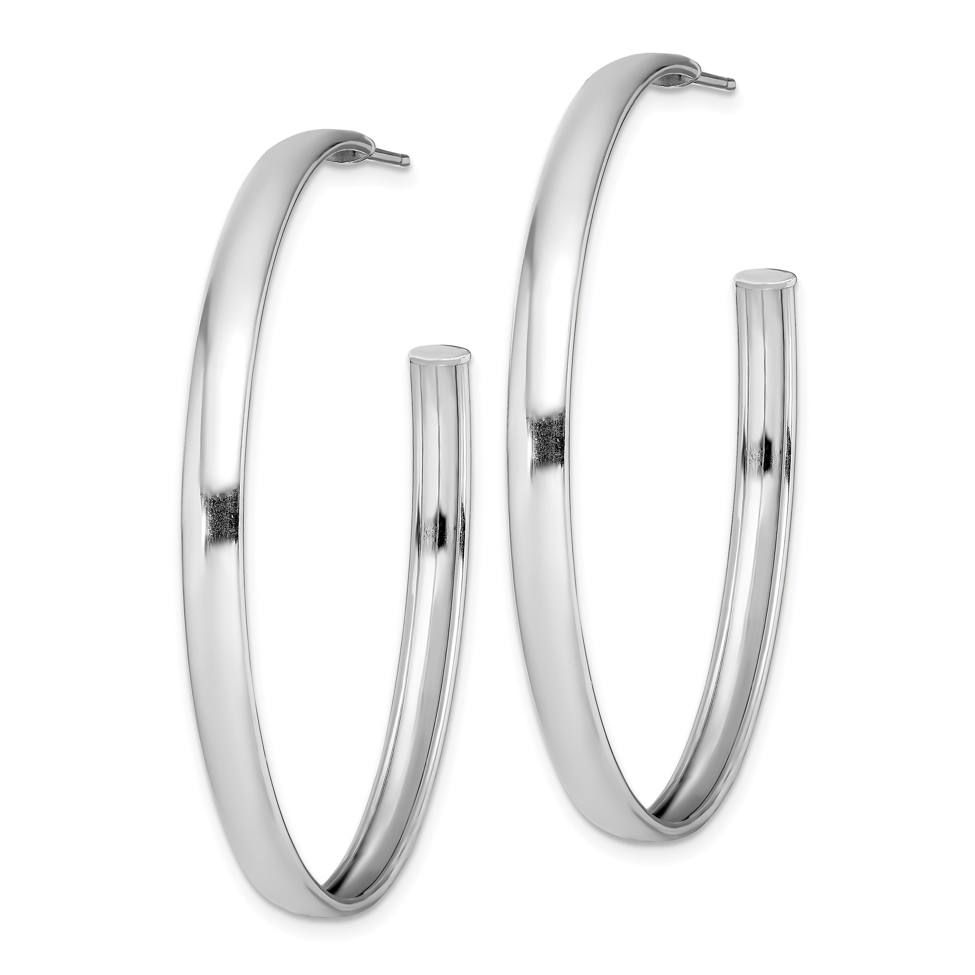 Sterling Silver Rhodium-plated Polished 3.8mm Post Hoops