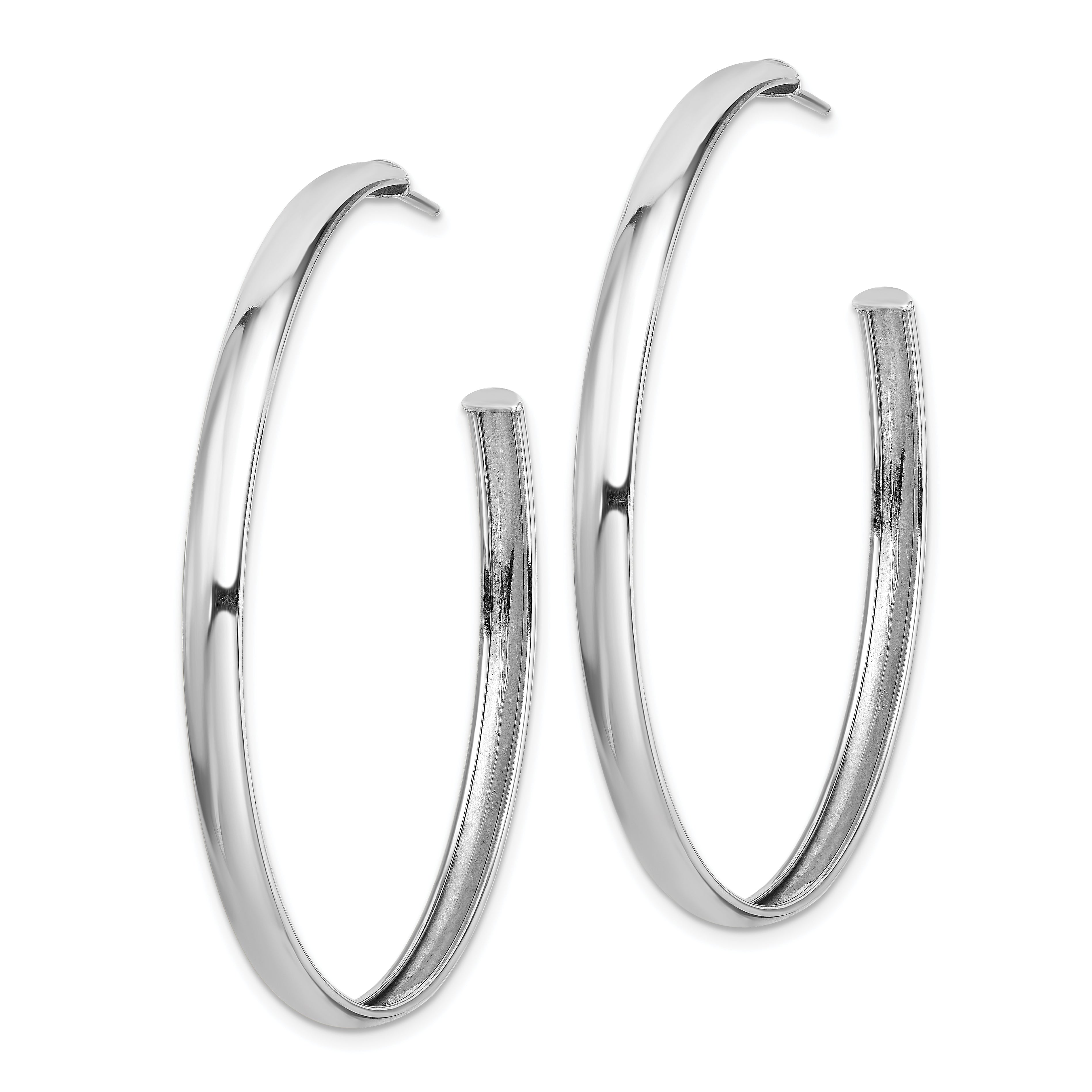 Sterling Silver Rhodium-plated Polished 3.8mm Post Hoops