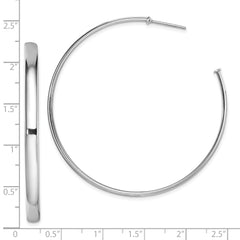 Sterling Silver Rhodium-plated Polished 3.8mm Post Hoops