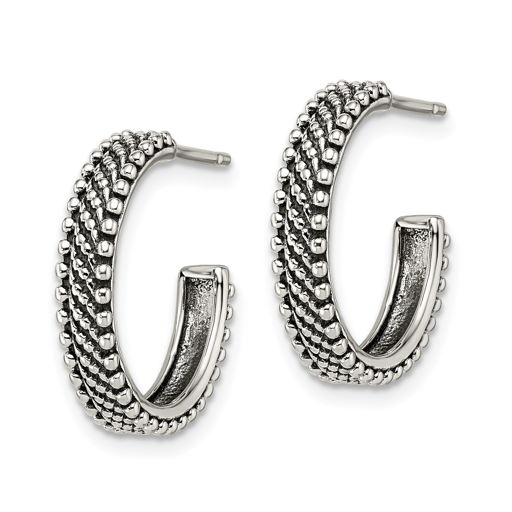 Sterling Silver Antiqued Hoop Post Earrings