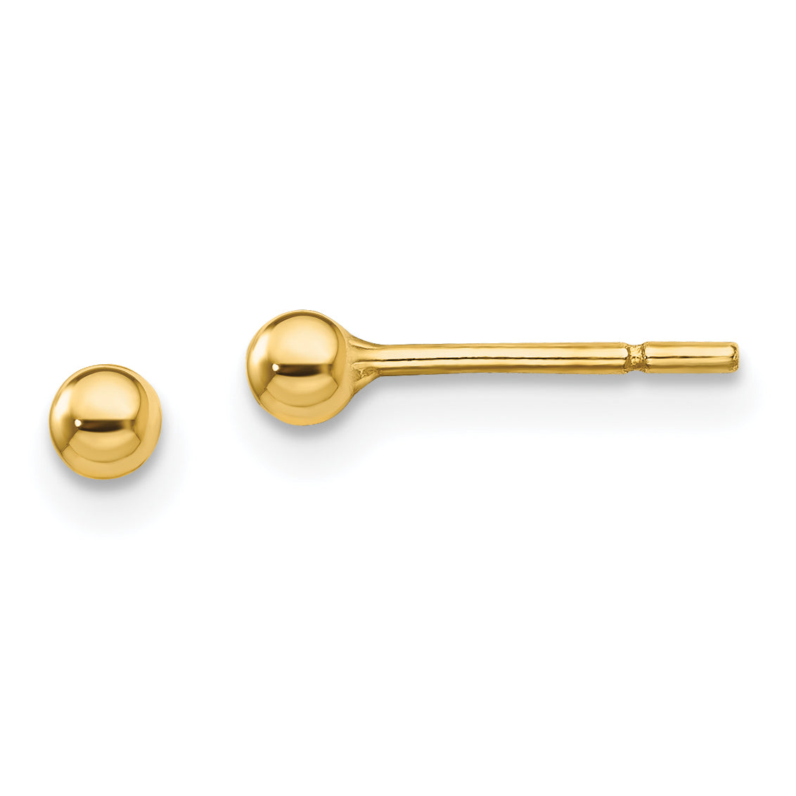 Sterling Silver Gold-Tone Polished 3mm Ball Post Earrings