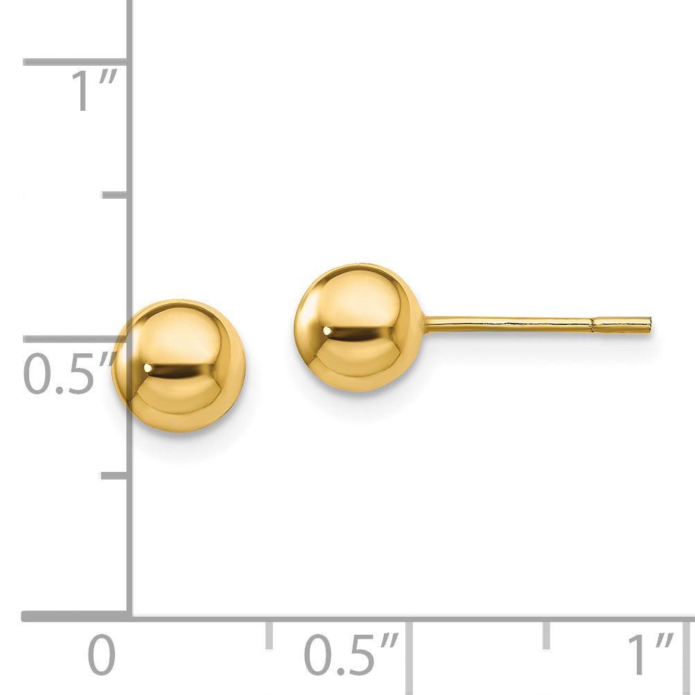 Sterling Silver Gold-Tone Polished 6mm Ball Post Earrings