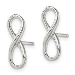 Sterling Silver Rhodium-plated Polished Infinity Knot Post Earrings