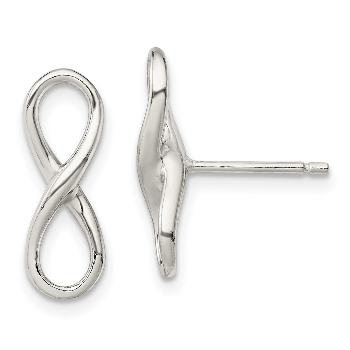 Sterling Silver Rhodium-plated Polished Infinity Knot Post Earrings