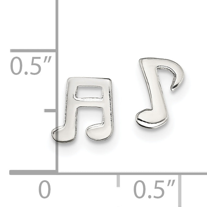 Sterling Silver Polished Left and Right Music Notes Post Earrings