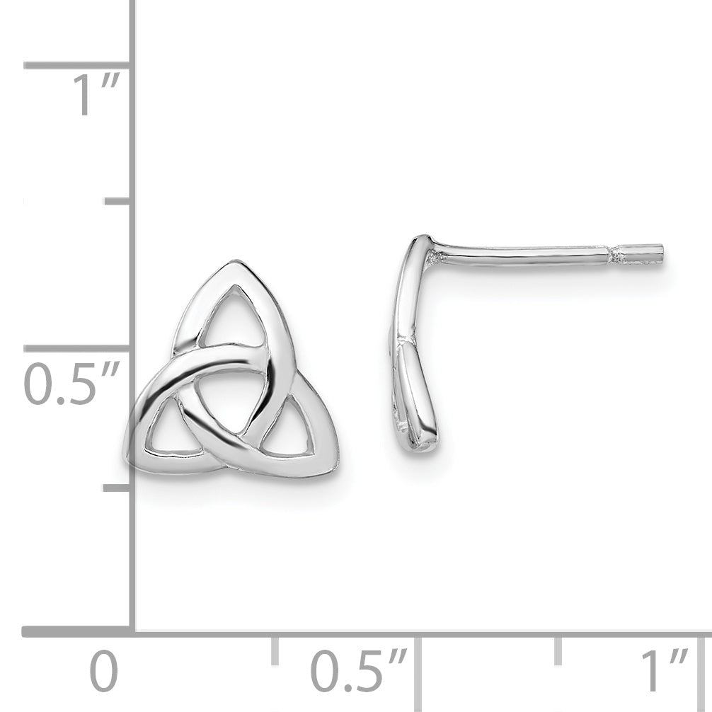 Sterling Silver Rhodium-plated Polished Celtic Knot Post Earrings