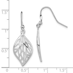 Sterling Silver Rhodium-plated Leaf Polished Dangle Earrings