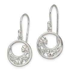 Sterling Silver Rhodium-plated Circle Clover/Celtic Knot Dangle Earrings