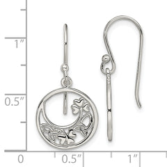 Sterling Silver Rhodium-plated Circle Clover/Celtic Knot Dangle Earrings