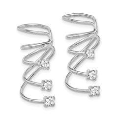 Sterling Silver Rhodium-plated Polished Fancy CZ Pair of Cuff Earrings