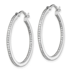 Sterling Silver Rhodium-plated CZ In/Out Hoops