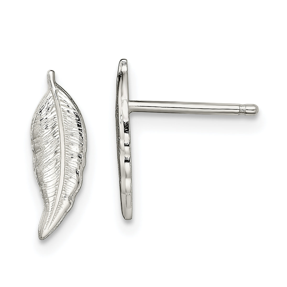 Sterling Silver Polished Feather Post Earrings