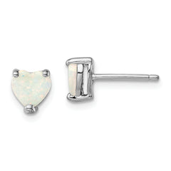 Sterling Silver Rhodium-plated Created Opal Set of 3 Heart Earrings