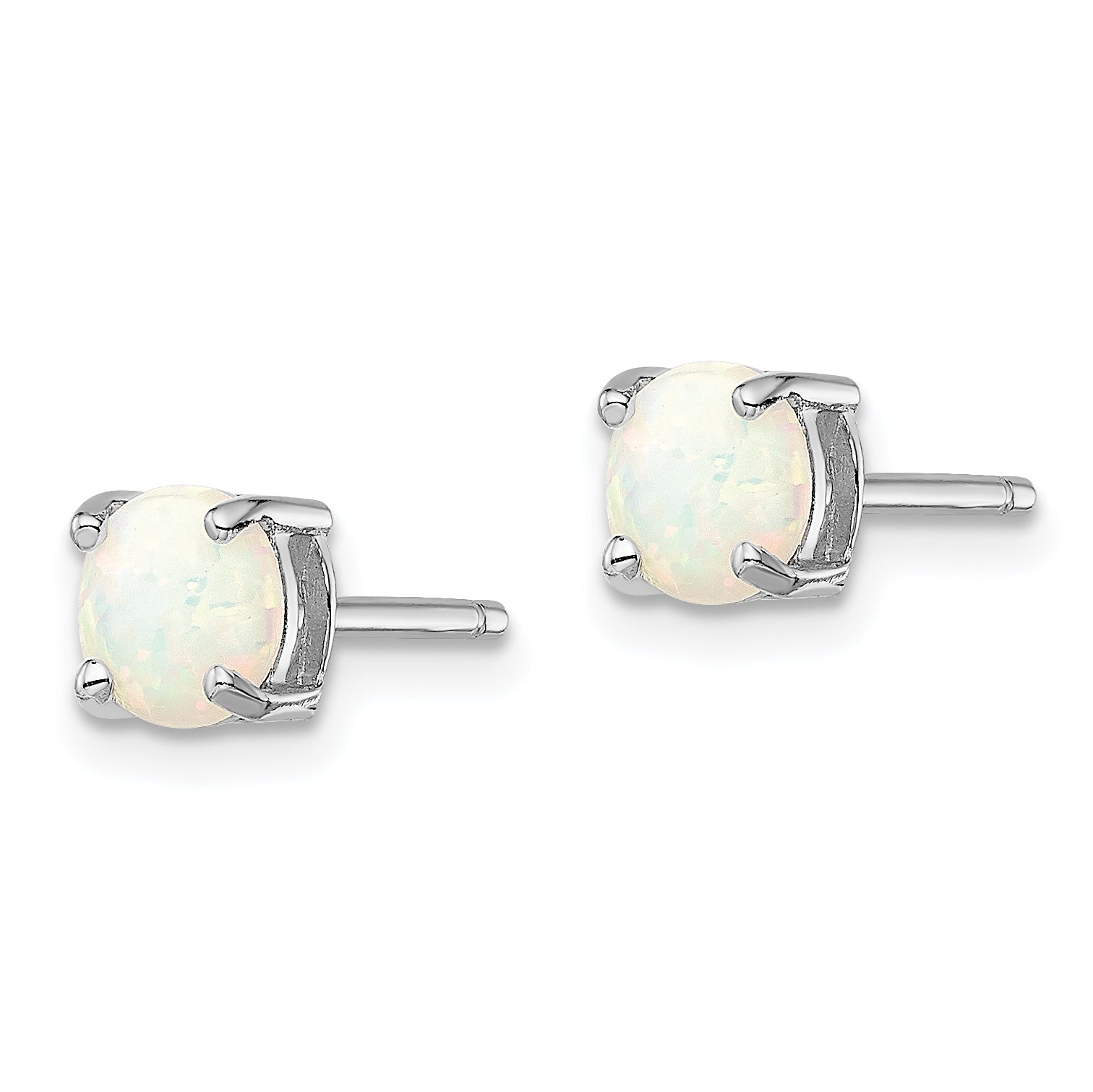 Sterling Silver Rhodium-plated White/Pink/Blue Cr. Opal Set/3 Earrings