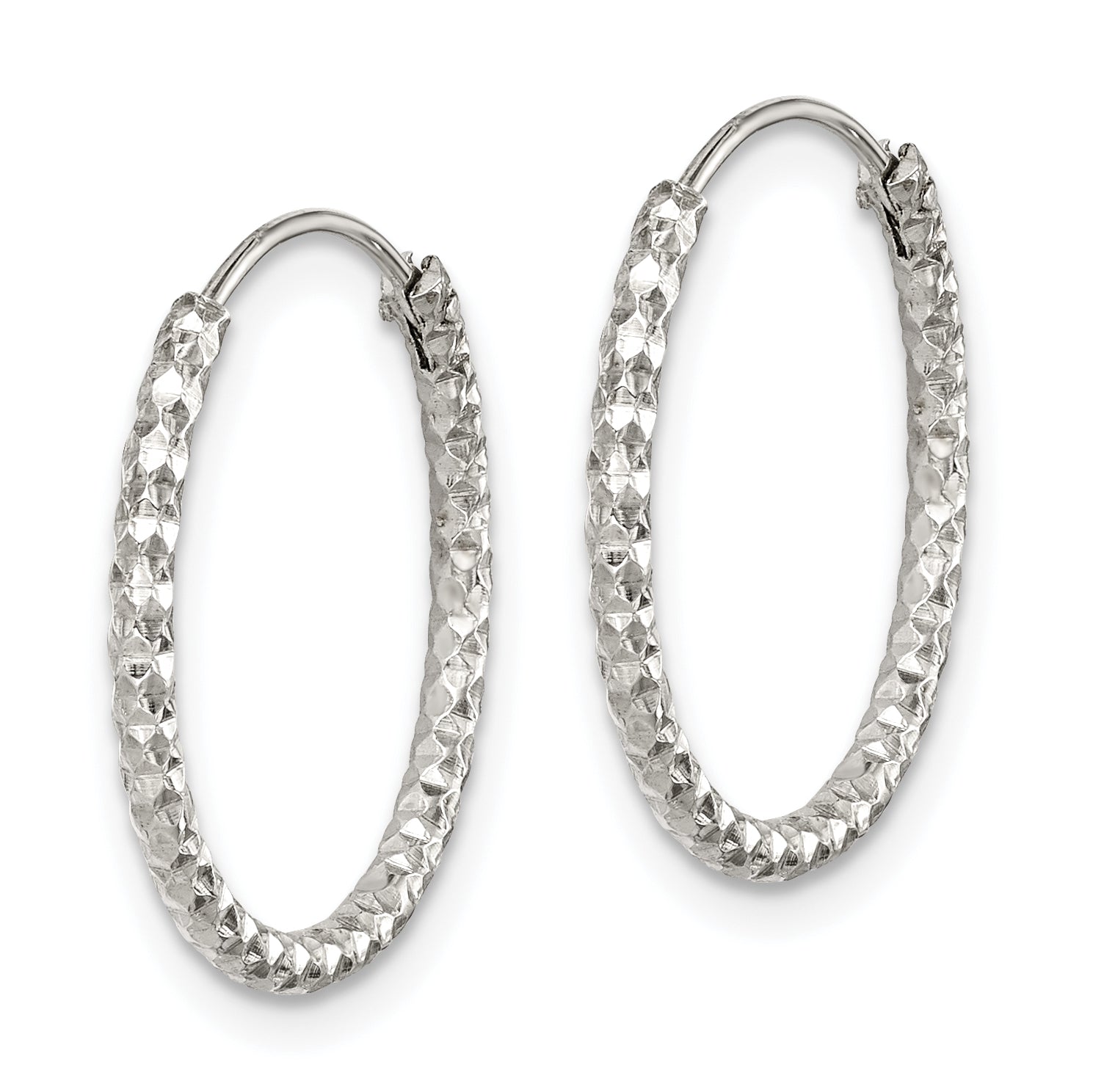 Sterling Silver Diamond Cut 1.5x18mm Endless Hoop Earrings