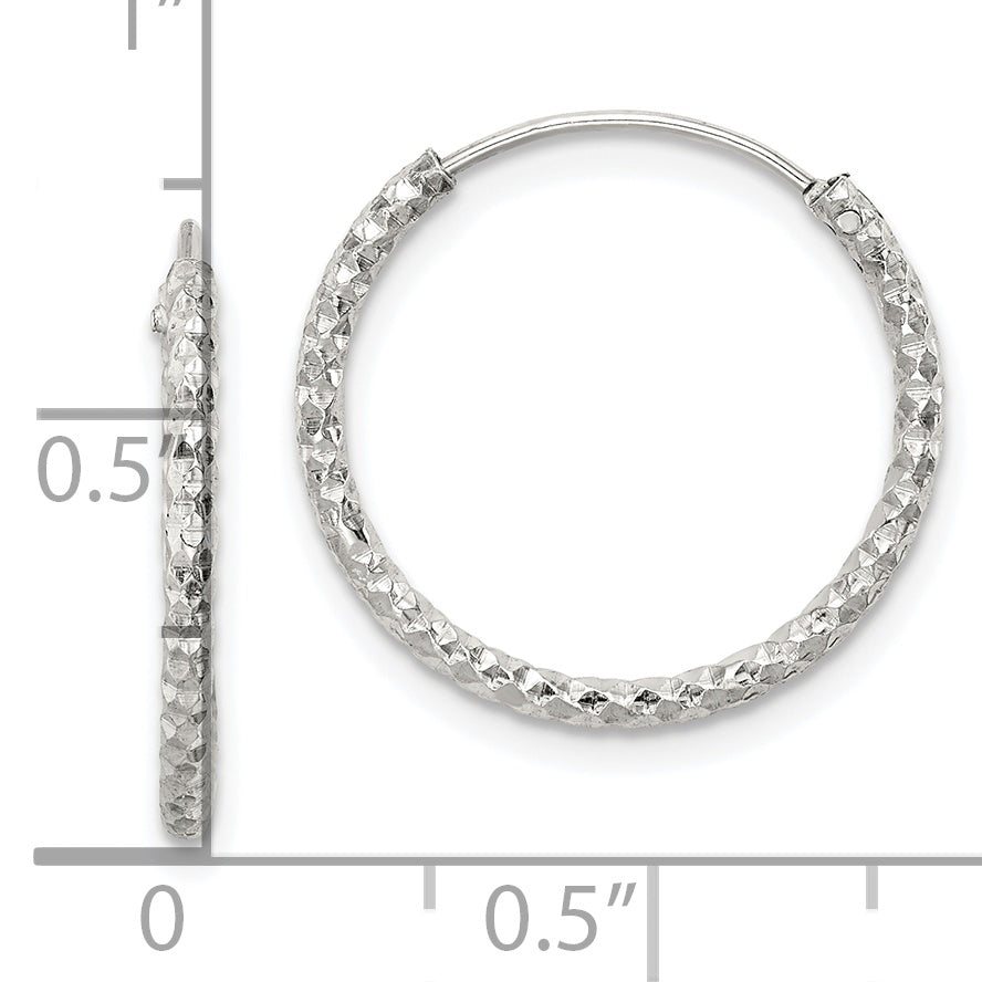 Sterling Silver Diamond Cut 1.5x18mm Endless Hoop Earrings