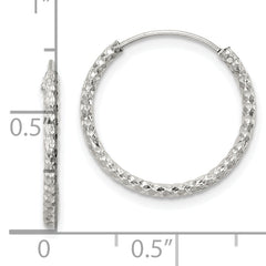 Sterling Silver Diamond Cut 1.5x18mm Endless Hoop Earrings