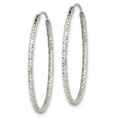 Sterling Silver Diamond Cut 1.5x28mm Endless Hoop Earrings