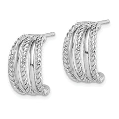 Sterling Silver Rhodium Plated C-Hoop Post Earrings