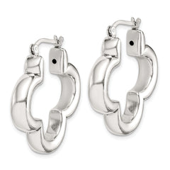 Sterling Silver Polished Clover Hoop Earrings