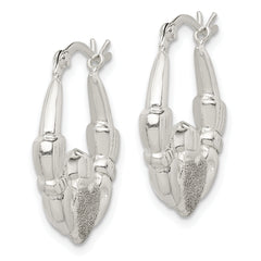 Sterling Silver Polished & Laser Cut Claddagh Hoop Earrings