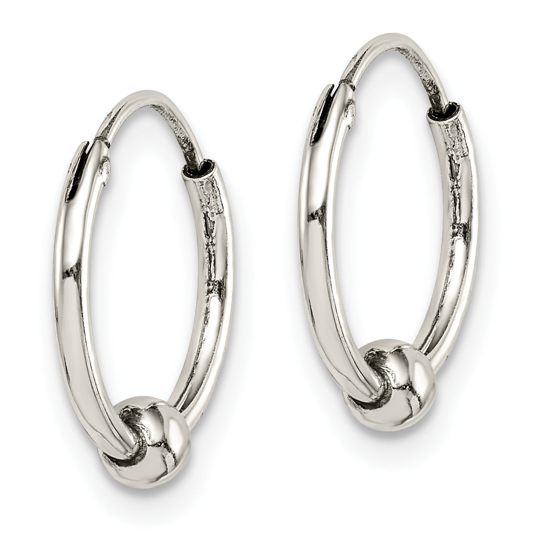 Sterling Silver Antiqued Beaded Endless Hoop Earrings