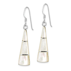 Sterling Silver Rhodium-plated Polished Mother of Pearl Dangle Earrings