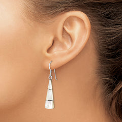 Sterling Silver Rhodium-plated Polished Mother of Pearl Dangle Earrings