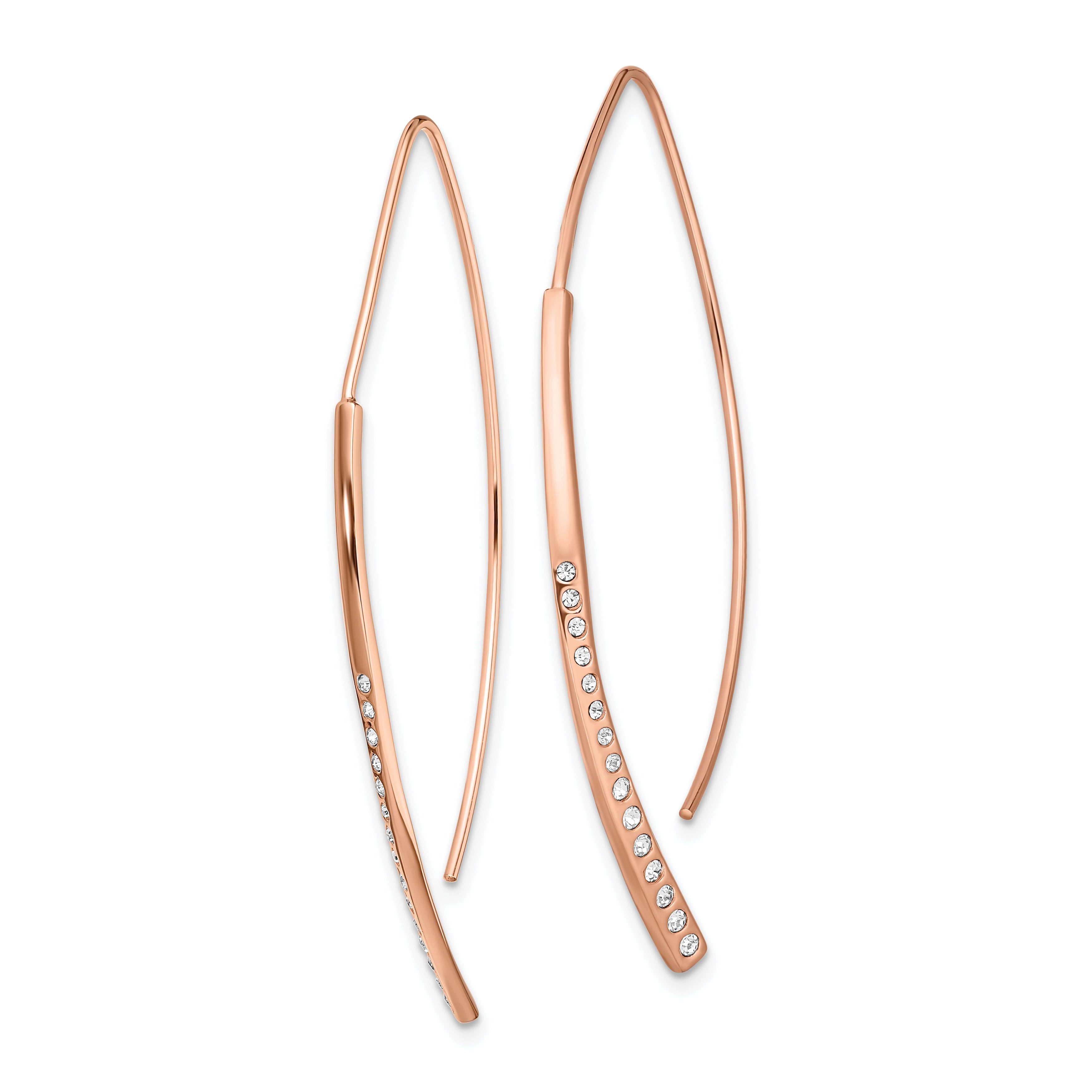 Sterling Silver Rose Gold-plated CZ Threader Earrings